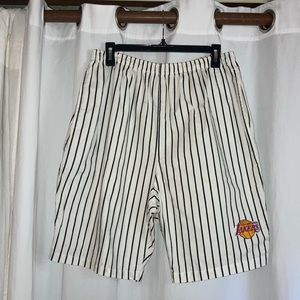 Vintage Chalk Line striped shorts with Lakers logo